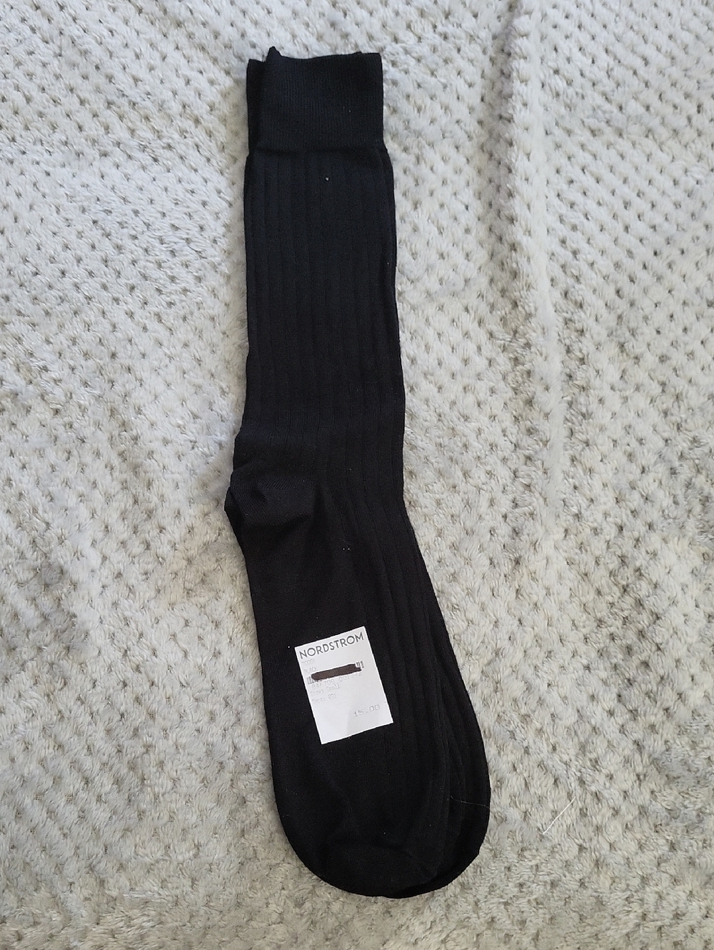 NWT Nordstrom Men's Black Ribbed Dress Socks -‎ Single Pair
